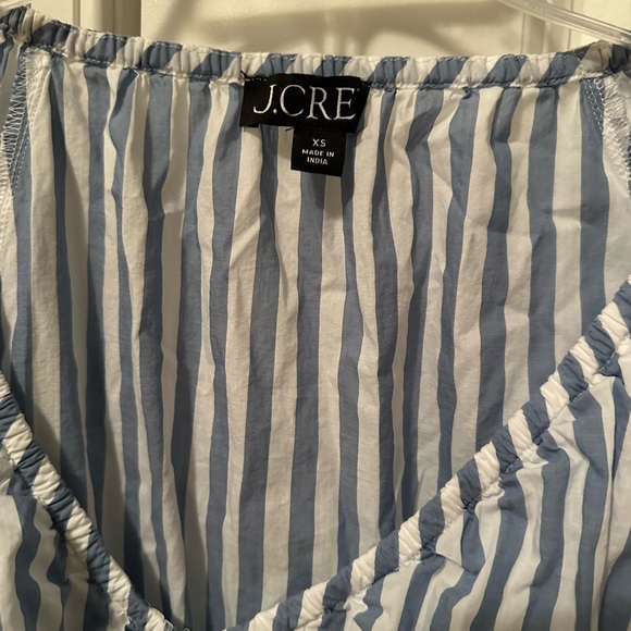 Jcrew V-neck smocked-waist top in stripe cotton lawn xs - Picture 3 of 3